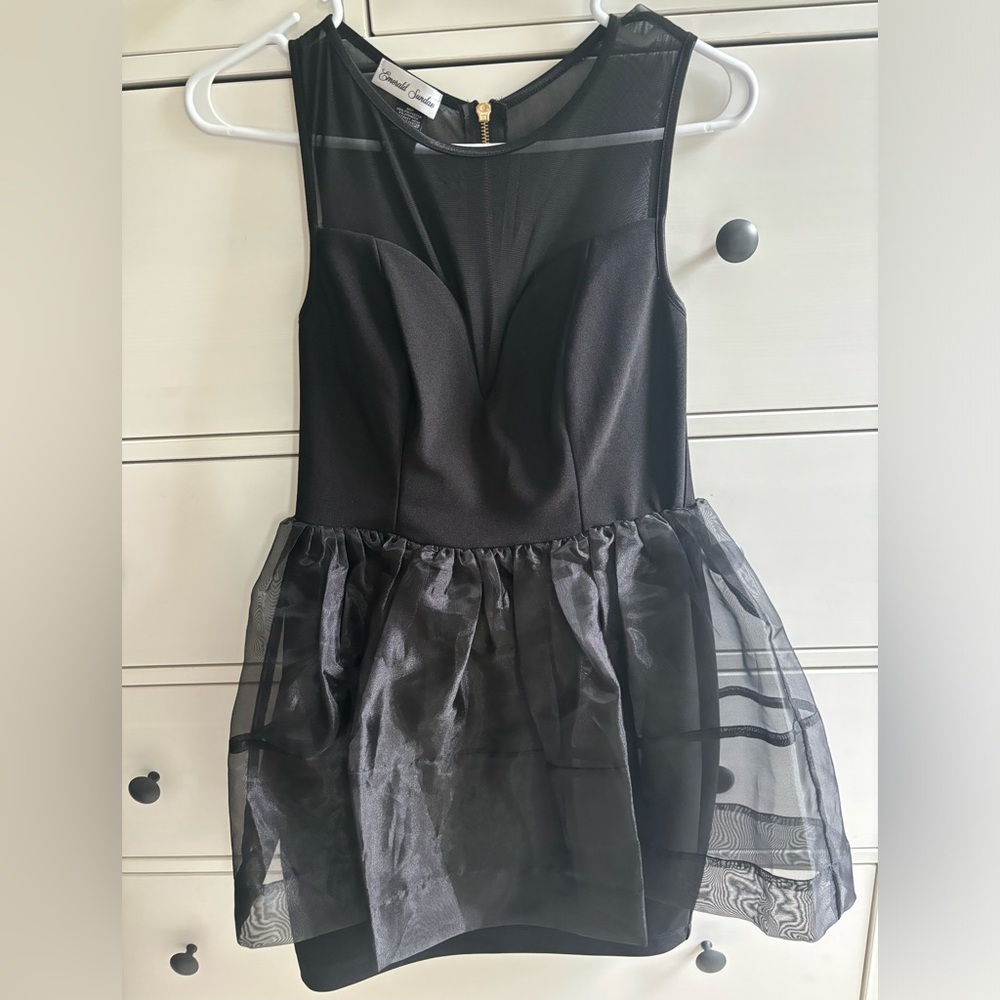 Emerald Sundae Mesh Top Black Mini Dress Size 7